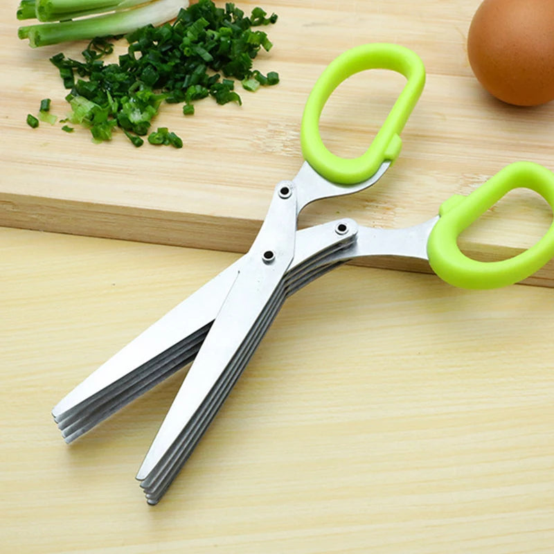 Multi-Layer Stainless Steel Kitchen Scissors - Herb, Vegetable & Spice Cutter for Effortless Cooking