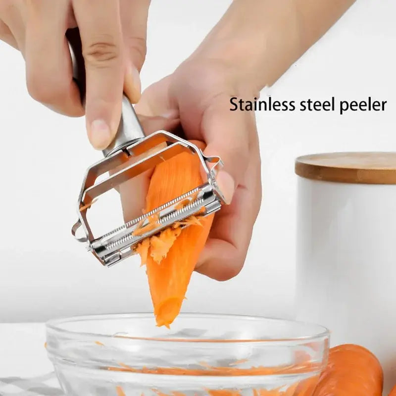 Juvenixs Stainless Steel Vegetable Grater & Fruit Peeler - High Quality Kitchen Utensil Metel Only Blade Metal Metallic