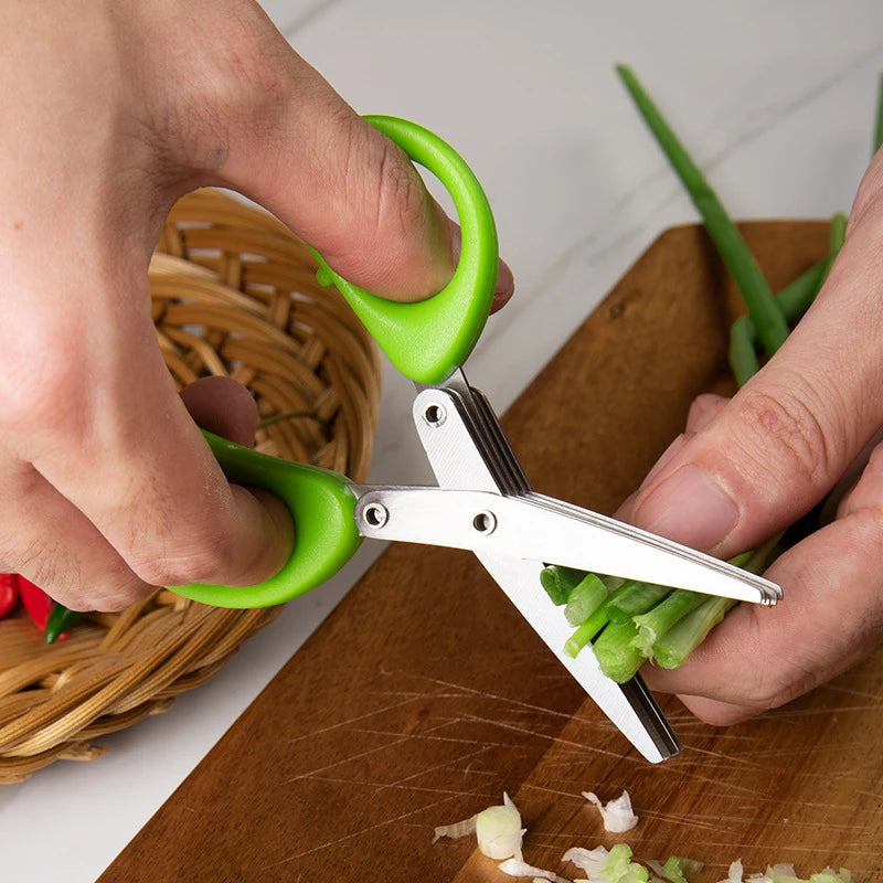 Multi-Layer Stainless Steel Kitchen Scissors - Herb, Vegetable & Spice Cutter for Effortless Cooking