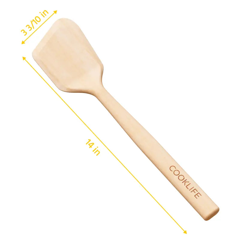 COOKLIFE Beech Wooden Spatula for Cooking - Large Smooth Finish Natural Beech Cooking Spatula - Durable Wooden Cooking Utensil