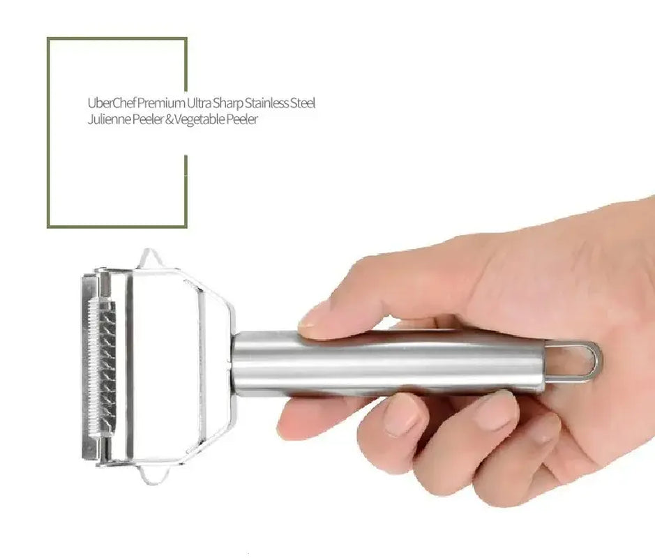 Juvenixs Stainless Steel Vegetable Grater & Fruit Peeler - High Quality Kitchen Utensil Metel Only Blade Metal Metallic