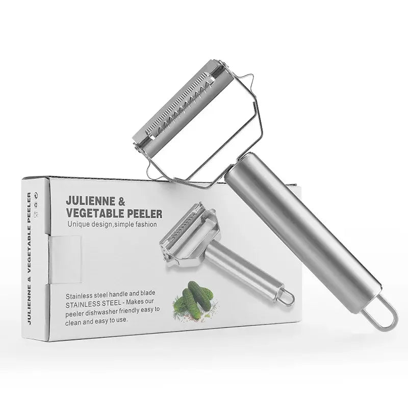 Juvenixs Stainless Steel Vegetable Grater & Fruit Peeler - High Quality Kitchen Utensil Metel Only Blade Metal Metallic