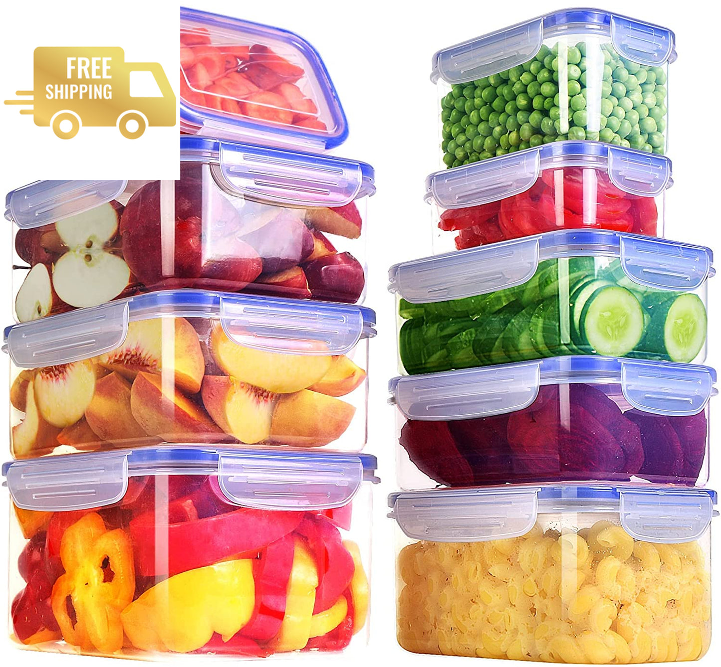 Premium Airtight Food Storage Set - 9 Durable Containers with Leak-Proof Lids