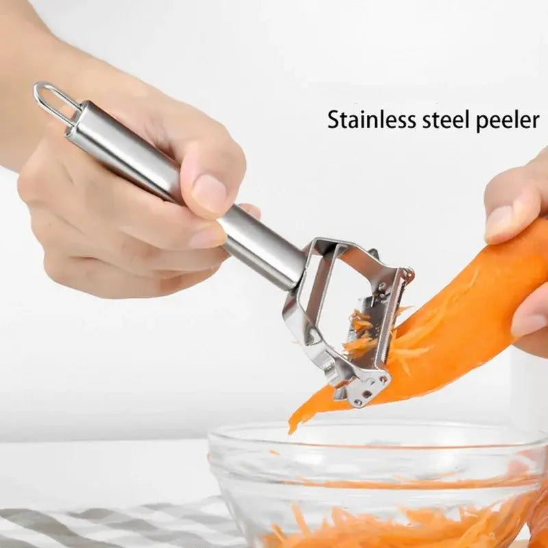 Juvenixs Stainless Steel Vegetable Grater & Fruit Peeler - High Quality Kitchen Utensil Metel Only Blade Metal Metallic